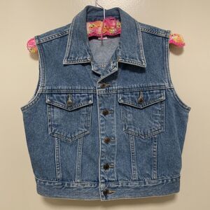 VTG 90's Chazzz Womens Vest Denim Medium Wash Button Up Blue USA Size M